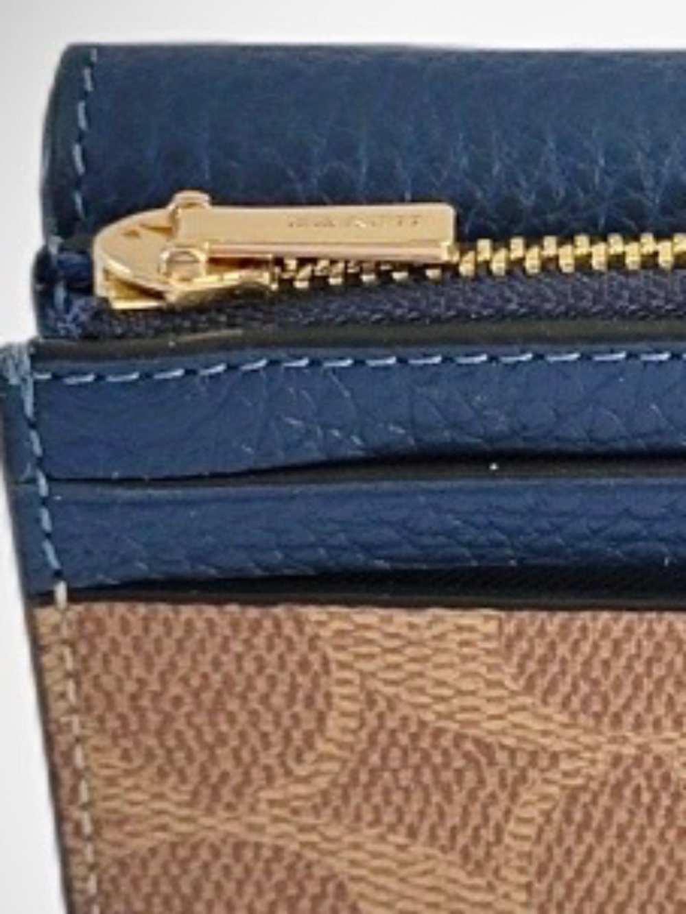 New Coach Two-in-One detachable Card Wallet Signature Canvas Blue Pebble Leather - Picture 8 of 10